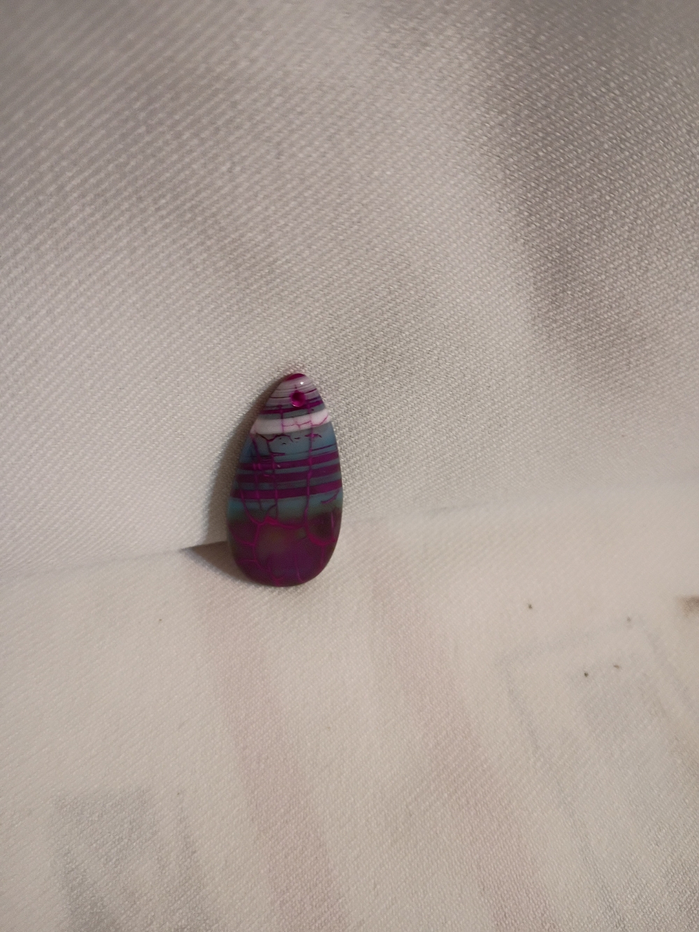 Handmade Teardrop Resin Cabochon - Purple & Teal Stripe